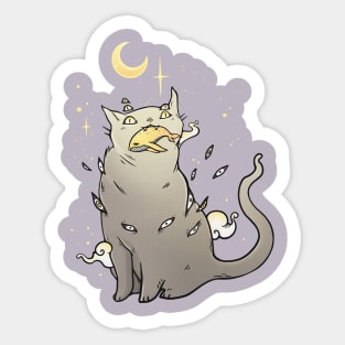 Cat That Caught A Whale, Cute Kawaii Cartoon Artwork Sticker